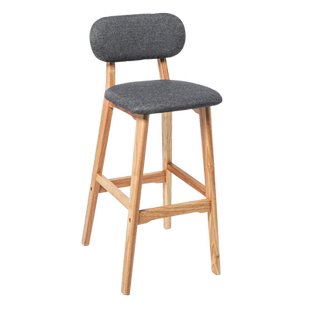 实木软包靠背吧台椅子北欧酒吧椅收银前台吧椅现代简约家用高脚凳