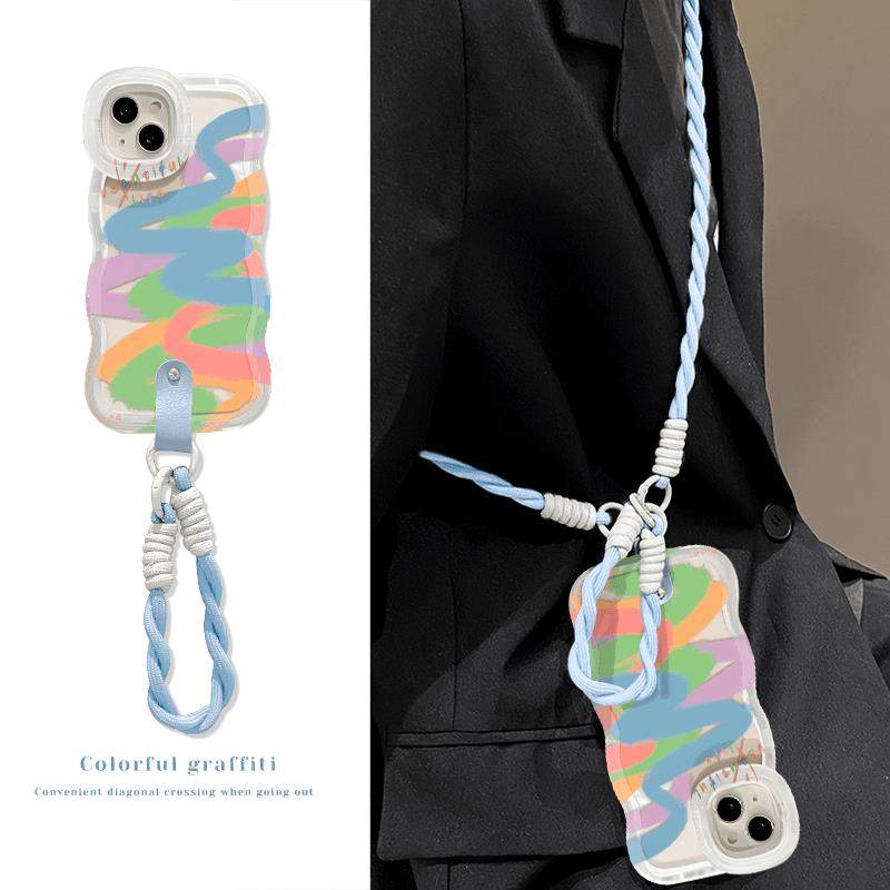 台式双支架彩色波浪适用于Apple 15Promax手机壳华为Mate60Pro新款Pura70女性opopre2可爱Vivos19全包小米14