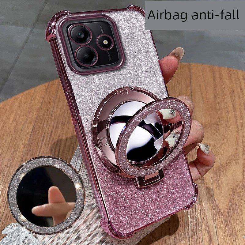 适用于电镀四角防摔b红米Note14Pro手机壳13R全包12Rpro配有11Epro镜面9支架红米女士新款特殊保护套款式可触