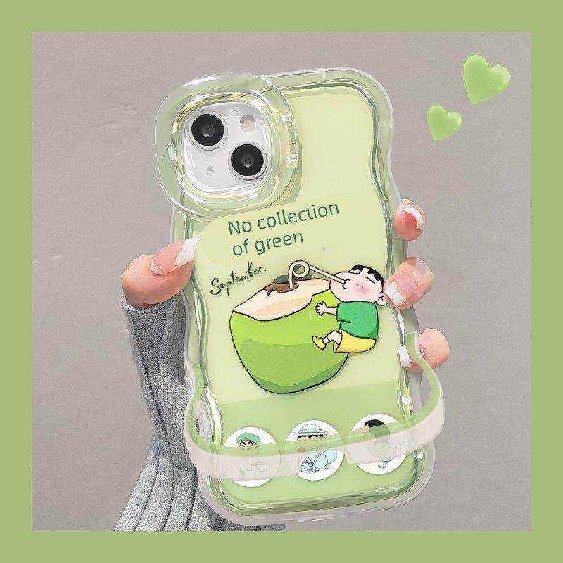 适用苹果15手机壳iPhone16椰子小新17Promax网红爆款14Plus可爱卡通13Pro个性创意12全包11防摔X女款Xs支架壳