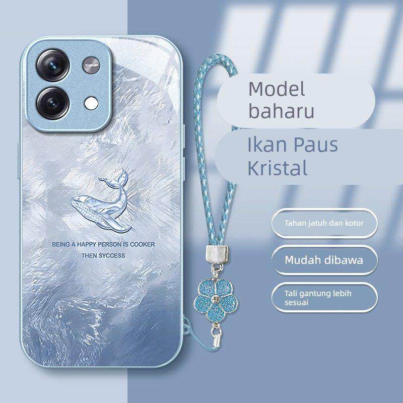 水晶鲸鱼适用红米note13手机壳14ProPlus新女款12turbo高级感带挂绳11TPro全包防摔note10个性创意时尚爆款