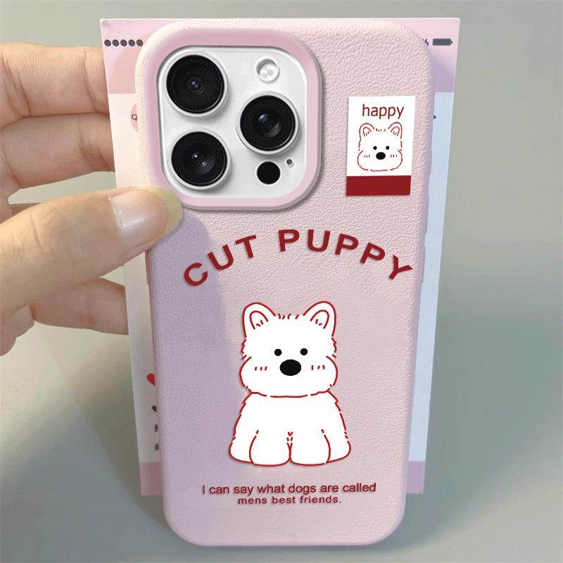 适用苹果16手机壳iphone15promax新款14plus西高地狗ip13高级全包12防摔液态11好看可爱硅胶皮纹简约保护套女