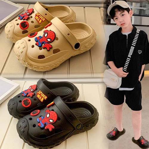 儿童拖鞋男童蜘蛛侠夏季2025新款两穿沙滩凉鞋男孩包头洞洞鞋凉拖