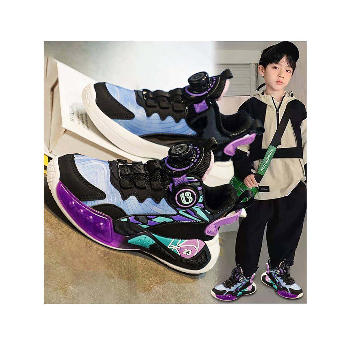 儿童运动鞋2025秋季款男童旋转纽扣篮球鞋中大童跑步鞋软底休闲鞋