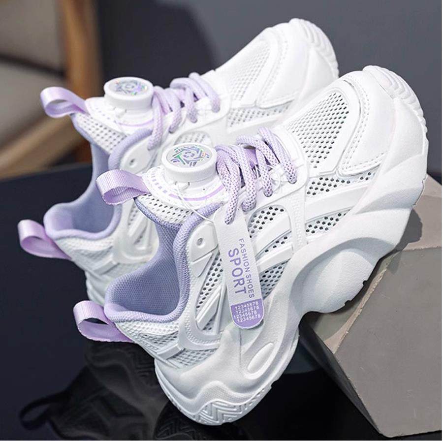 儿童运动鞋2025秋季款女童旋转纽扣老爹鞋中大童小白鞋女孩跑步鞋