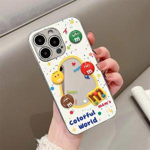 m豆公仔适用苹果16PROMAX手机保护壳iphone15/14PRO新款华为mate60电镀镜面壳荣耀200/Pura70小米15Reno13/S2