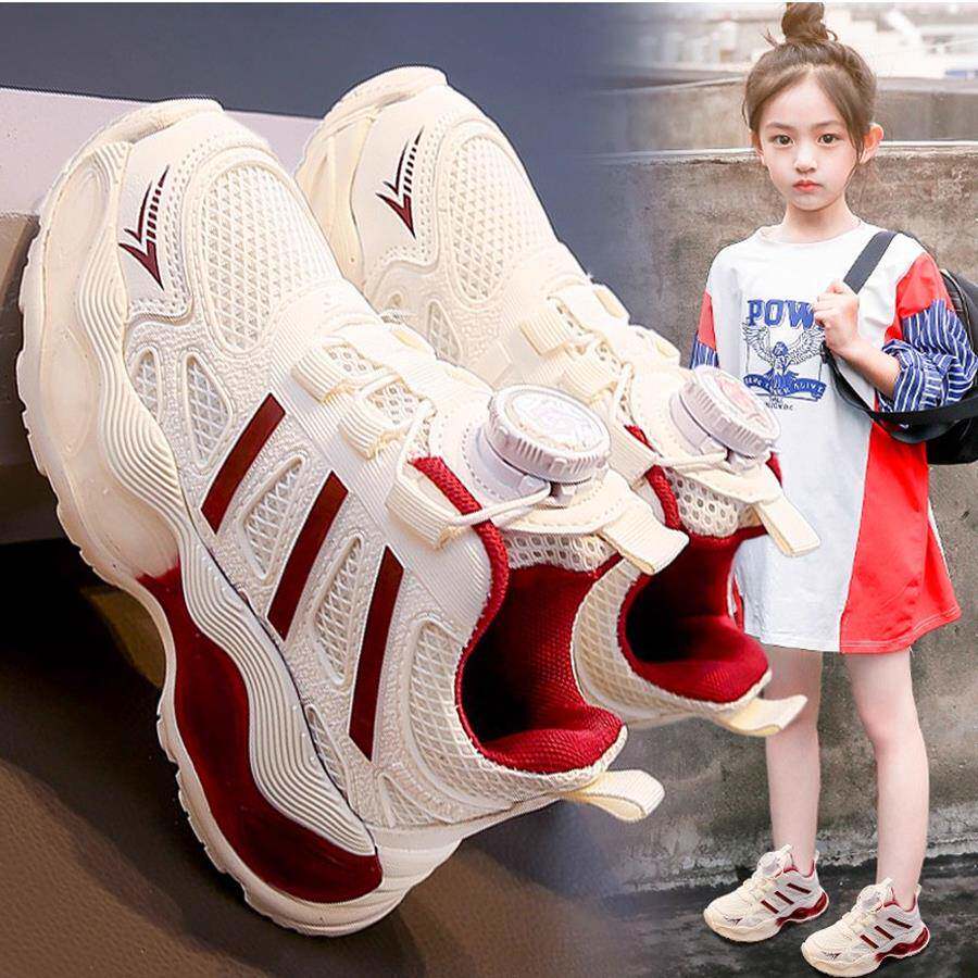 女童运动鞋2025秋季儿童旋转纽扣老爹鞋中大童小白鞋女孩软底板鞋