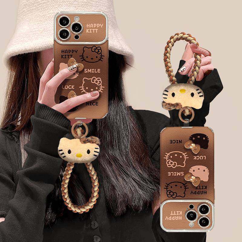 电镀大视窗贴皮KT猫公仔适用苹果16promax手机保护壳iphone15/14/13华为mate60proP70防摔OPPORneo12/VIVOS19