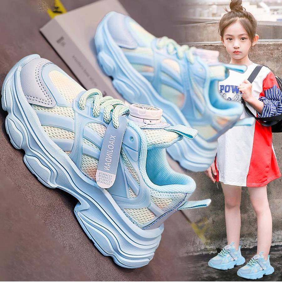 女童板鞋2025秋季儿童旋转纽扣运动鞋中大童老爹鞋女孩透气网面鞋