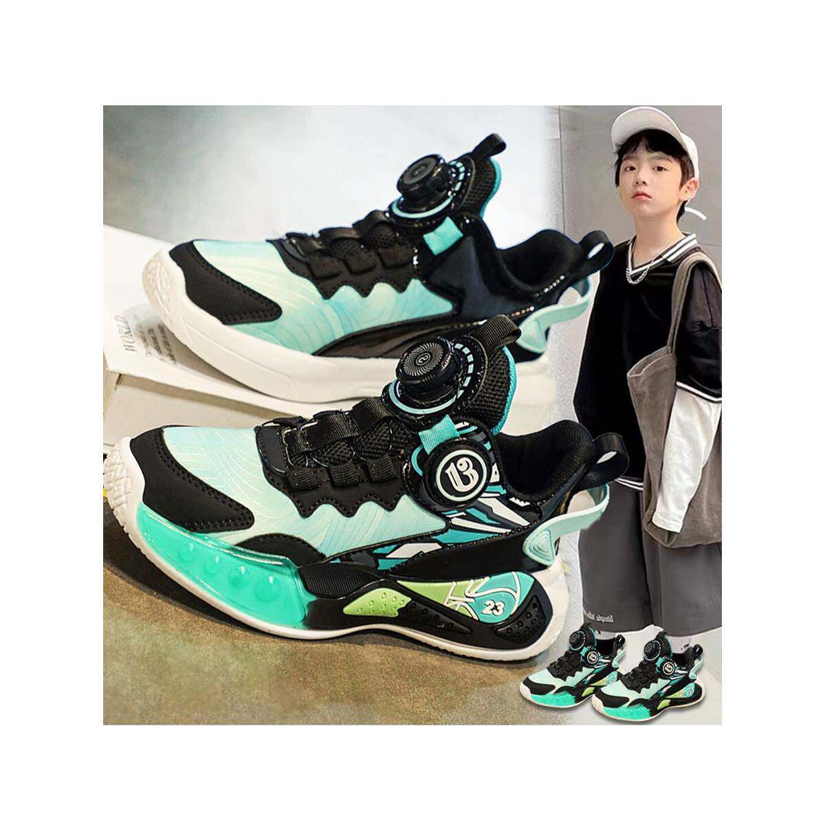 男童运动鞋2025秋季款儿童旋转纽扣篮球鞋中大童老爹鞋软底跑步鞋