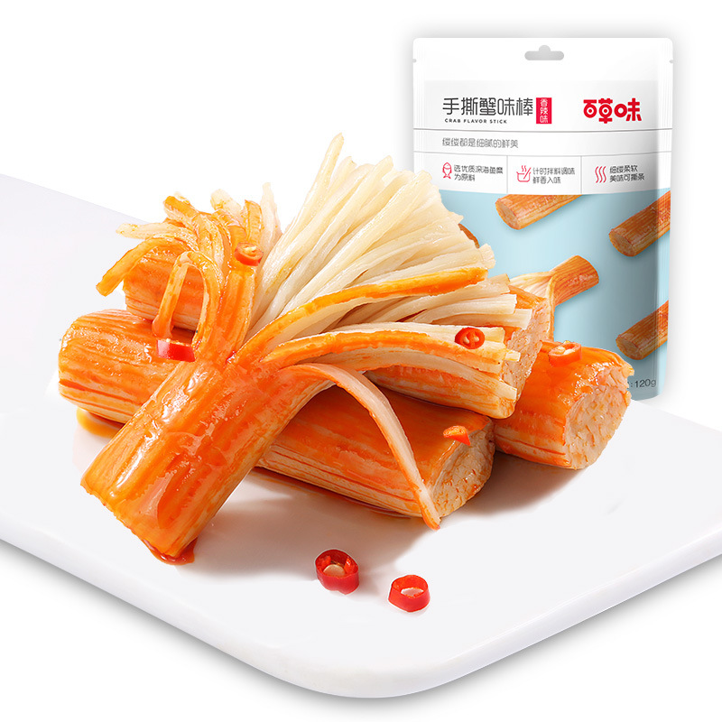 120g鱼糜肉质细腻Hand torn crab flavor stick(spicy flavor)