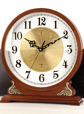 汉时台钟客厅欧式轻奢简约实木坐钟电视柜摆台装饰静音座钟HD251