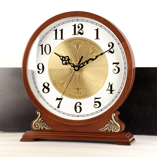 汉时台钟客厅简约静音座钟实木