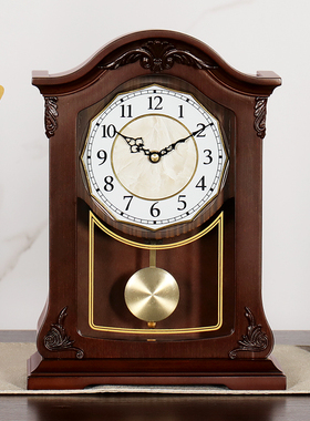 汉时座钟欧式客厅桌柜吧台装饰家用实木坐钟创意时尚摆件台钟HD25