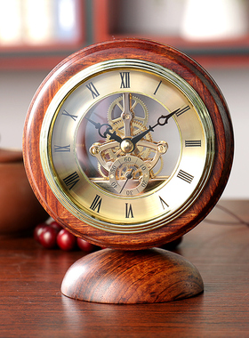 汉时钟表红木装饰小座钟中式创意家用时钟桌台书房创意小台钟HD19
