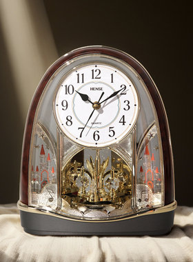 欧式创意座钟客厅城堡装饰旋转摆轻奢石英钟台钟家用卧室座钟4213