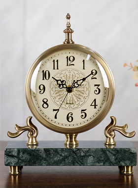 欧式座钟客厅创意宫廷复古摇摆金属台钟静音坐钟电视柜座钟HD6912