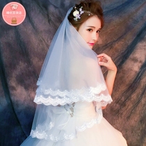 Bridal headdress headdress super xiansen Vintage Wedding dress short lace wedding long wedding white net red photo