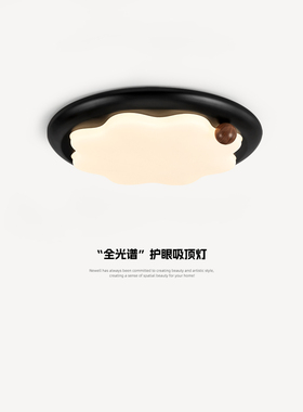 意大利极简主义卧室吸顶灯，中世纪胡桃木纹奶豆主卧室房间灯，全