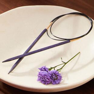 Knitpro紫色方针立方体固定环形针桦木毛衣针循环针手工编织工具