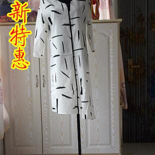 包邮品牌女装样衣白色短袖印花白色连衣裙打折清仓特价显瘦夏长裙