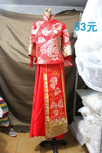 传统秀禾服打折清仓特价 二手婚纱礼服红色中式 结婚服 包邮 显瘦古装