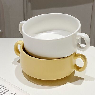 双耳陶瓷碗法式奶油蘑菇汤碗