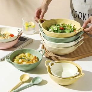 陶瓷双耳碗大号面碗酸奶宿舍学生家用汤碗餐具泡面碗螺蛳粉碗专用