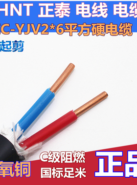 正泰ZCYJV2x6平方ZR阻燃铜芯电缆国标硬电线动力线0.6/1kv 进户线