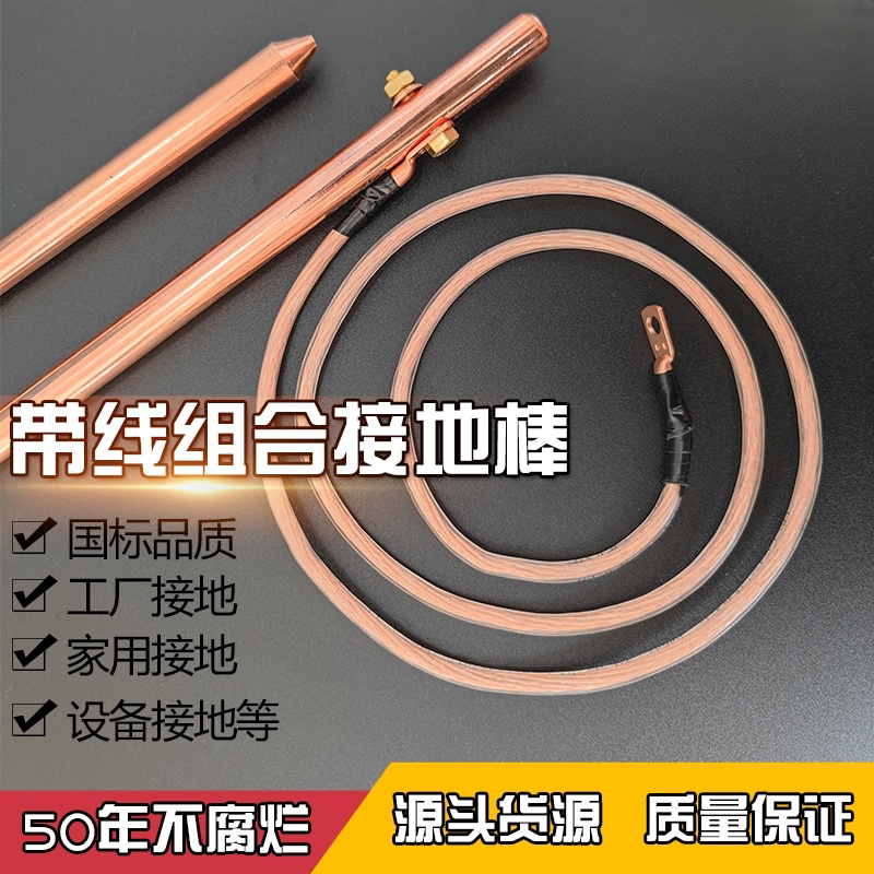 带线防雷铜包钢接地棒镀铜地针家用地极线充电桩避雷针工厂静电桩