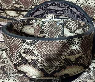 出口等宽12MM双面牛皮蟒蛇纹力量举原始纯牛皮双层健美健身护腰带