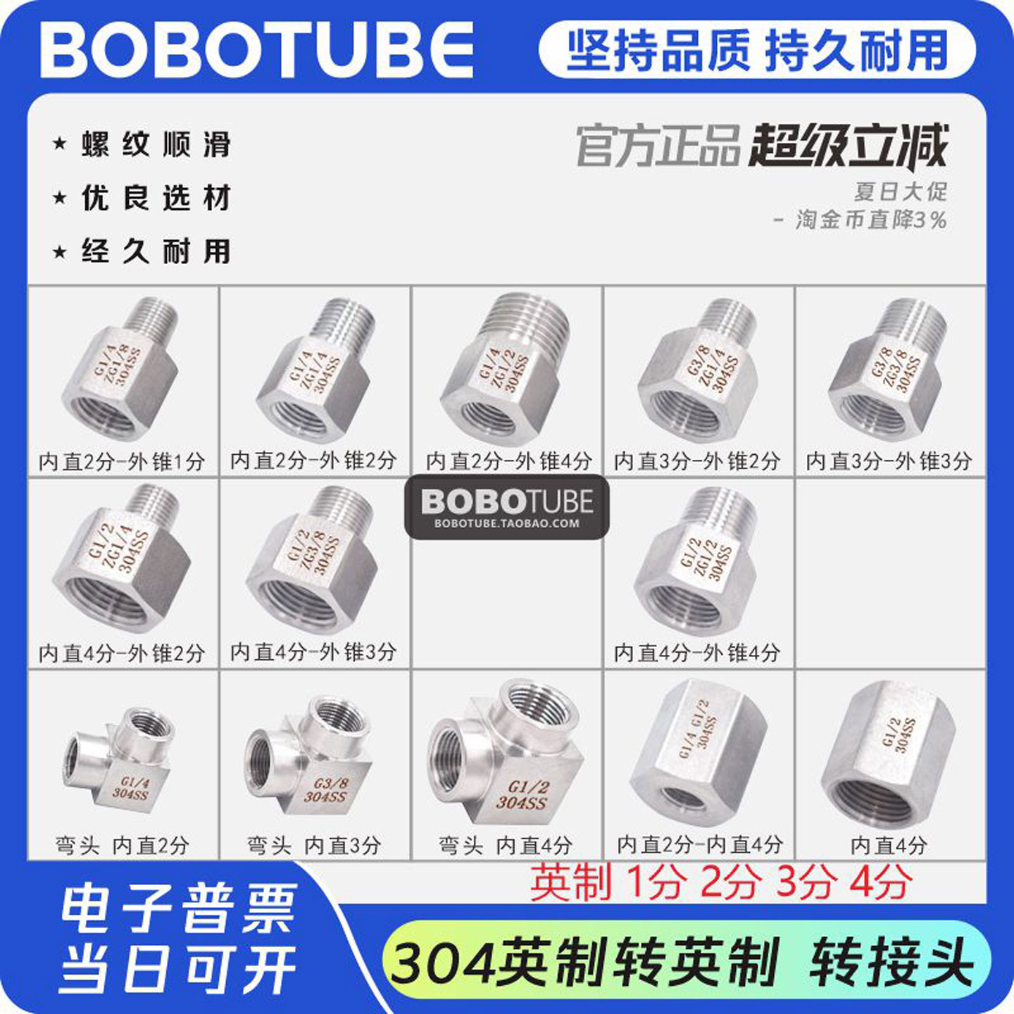 304不锈钢英制高压转换接头