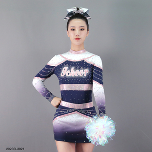 全套啦啦队服定制花球技巧拉拉操服健身校园男女学生团体比赛服饰