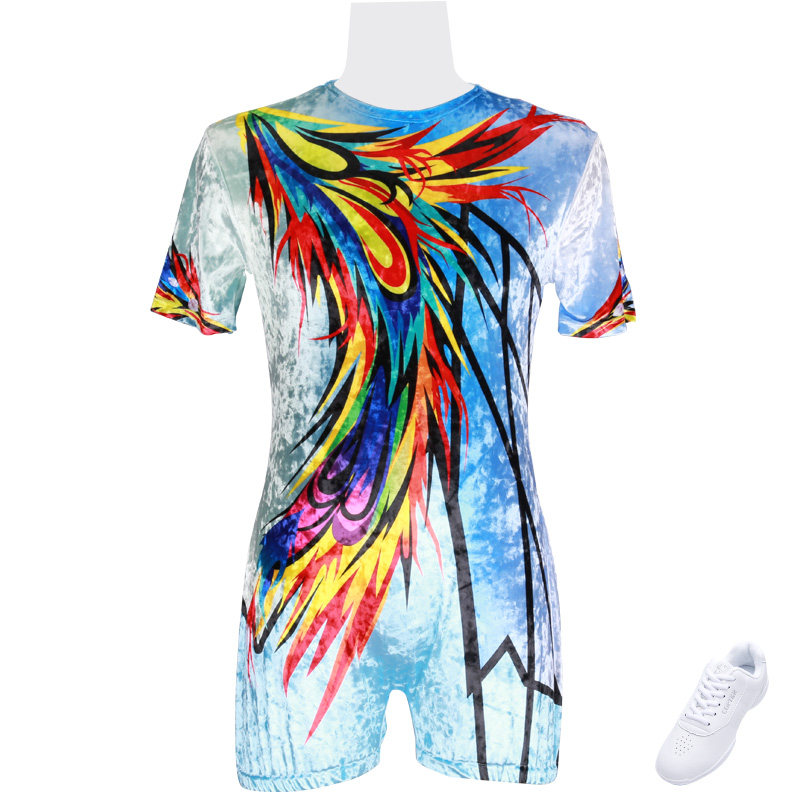 男女款丝绒印花体操服大众健身操