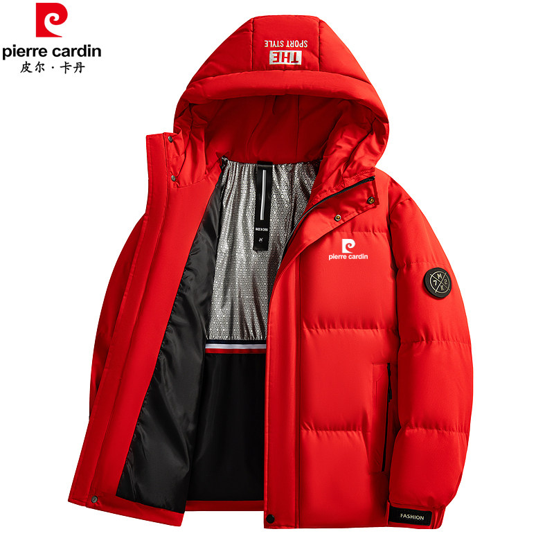 皮尔卡丹男士加厚棉衣中老年冬季连帽防风保暖棉袄棉服外套爸爸装