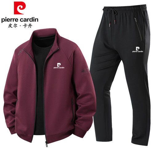 皮尔卡丹男立领宽松休闲运动套装