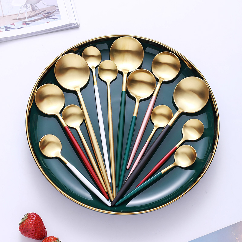 网红汤勺高颜值祖母绿304不锈钢