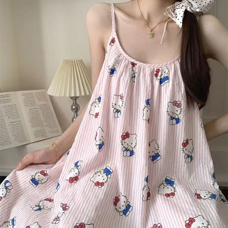 吊带胸垫睡裙女士款夏季云朵棉法睡袍/浴袍