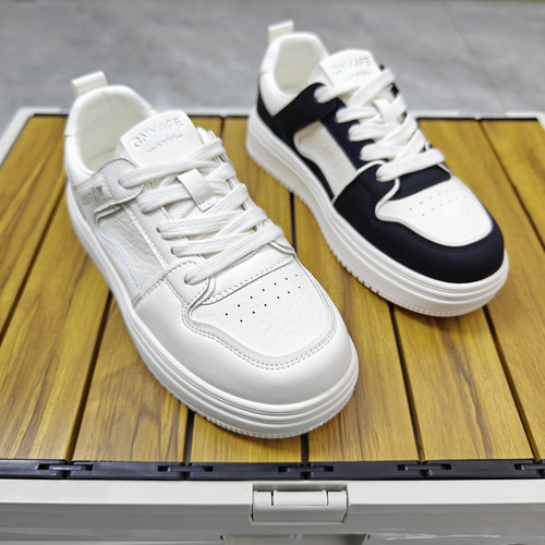 真皮小白鞋圆头系带运动鞋潮板鞋