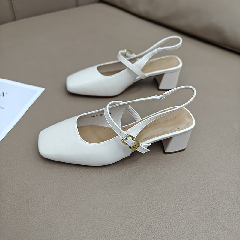 高跟包头凉鞋女2025夏季新款法式一字带粗跟绝美高级感时装女凉鞋