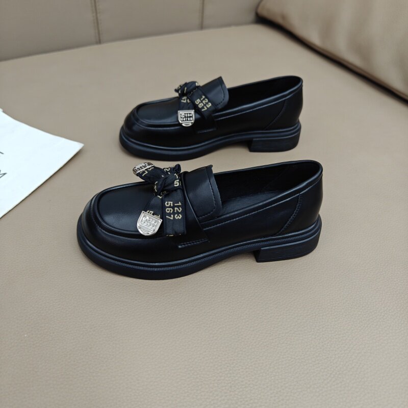 厚底乐福鞋女2025新款春季配裙子小皮鞋女款百搭时尚一脚蹬单鞋子