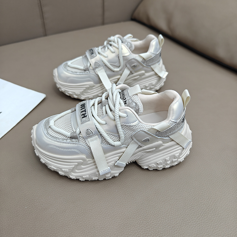 真皮厚底老爹鞋轻便增高休闲鞋女