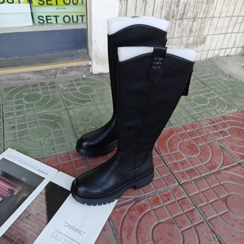 粗跟厚底长筒靴百搭时装骑士靴子