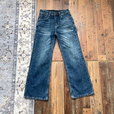 WHOA HA复古深蓝猫须水洗反围剿vintage牛仔裤男/古铜YKK/14oz