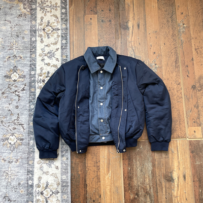 WHOA HA!复古翻领拼接衬衫Bomber飞行夹克男短款90白鸭羽绒服新贵