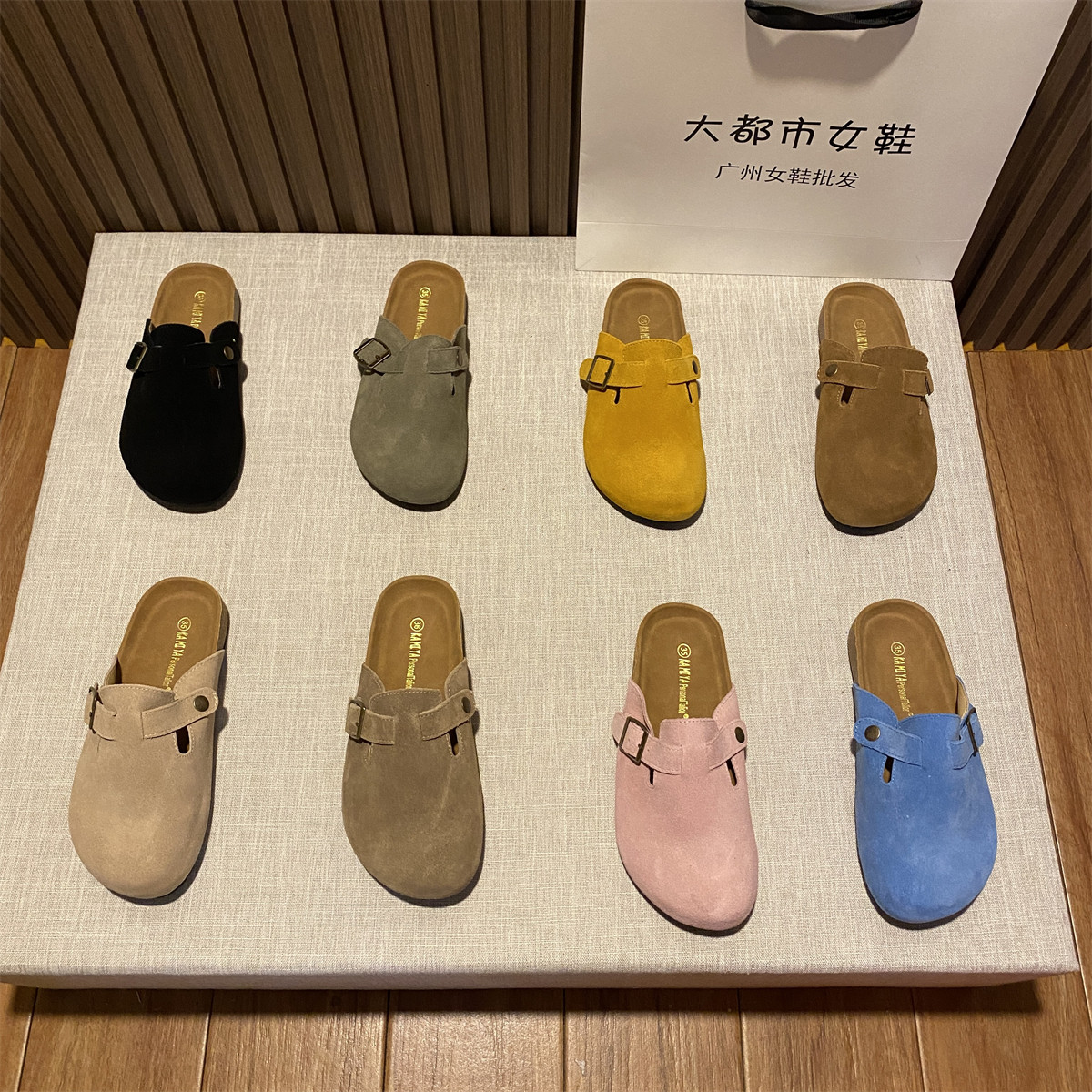 真皮包头勃肯半拖鞋女外穿2024春季新款复古森女休闲一脚蹬懒人鞋