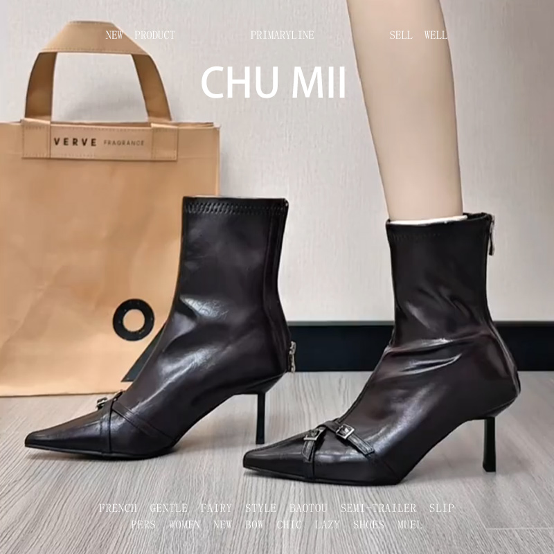 羊皮版~性感皮带扣尖头瘦