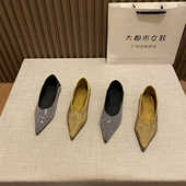 羊皮版 奢华水钻尖头浅口显瘦女单鞋 2024年秋新款 真丝踩跟两穿鞋