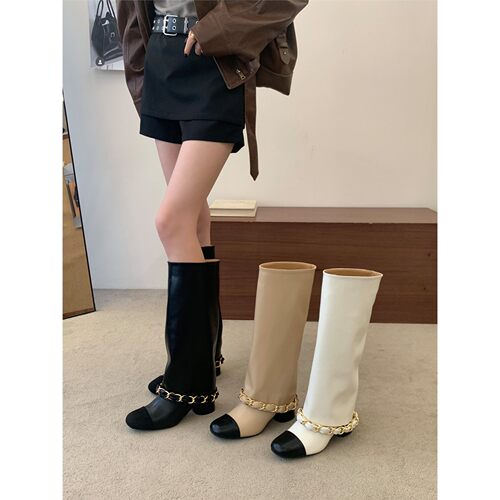 MiTing韩版链条高筒靴