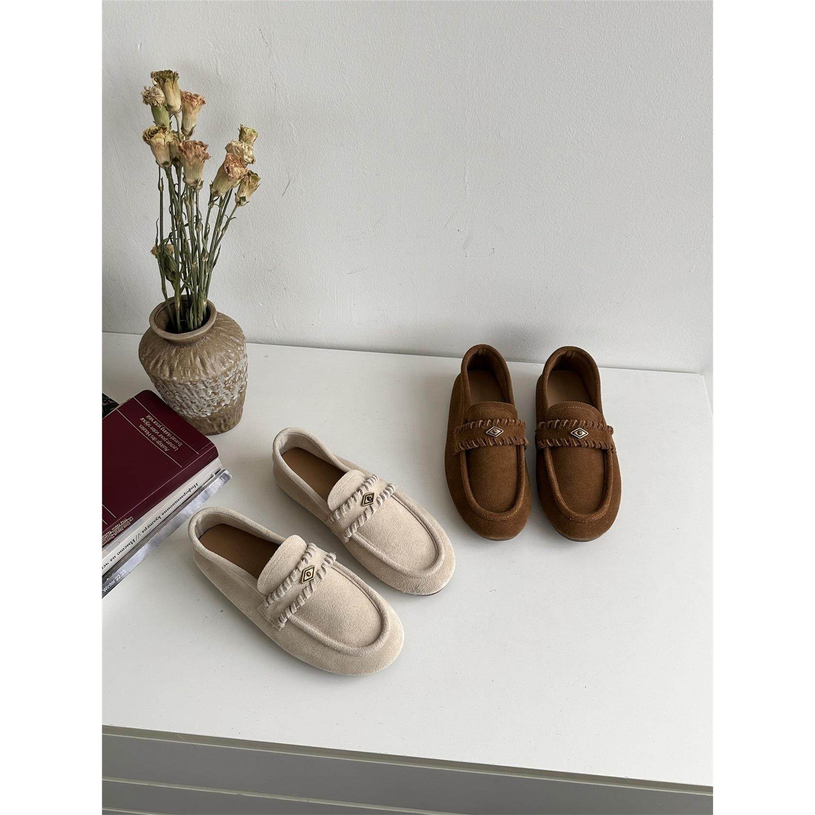 KA MI YA 2026新款英伦风复古乐福鞋女一脚蹬圆头搭扣平底豆豆鞋,女鞋,乐福鞋（豆豆鞋）,淘宝优惠券,粉丝福利购,淘宝优惠卷